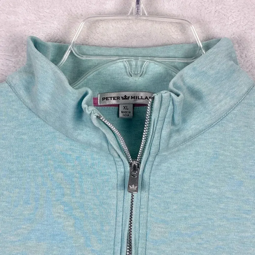 Peter Millar 1/4 Zip Pullover Sweater Men XL Teal Preppy Golf Classic Old Money - Picture 8 of 9